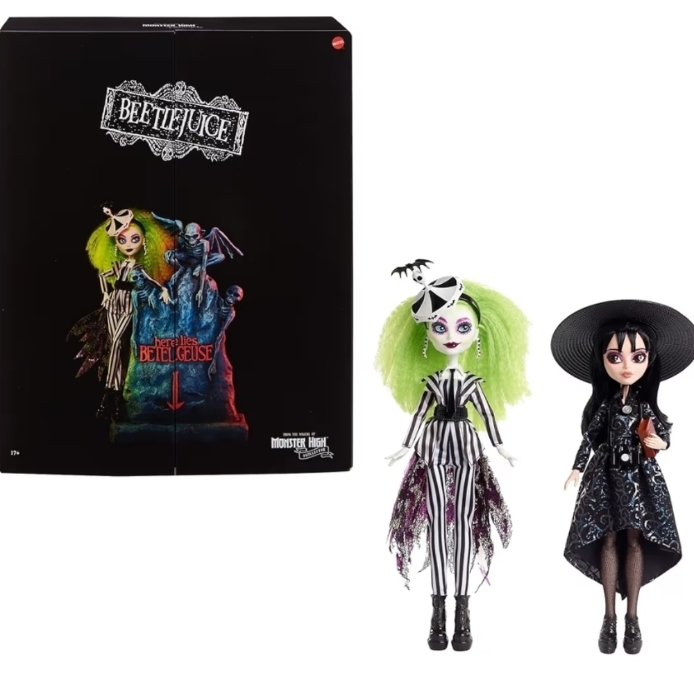 Beetlejuice and Lydia Monster High Dolls Skullector NIB